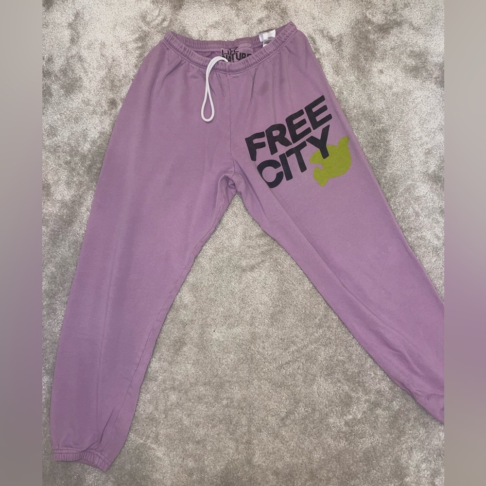 Freecity Purple Sweatpants with Green Logo